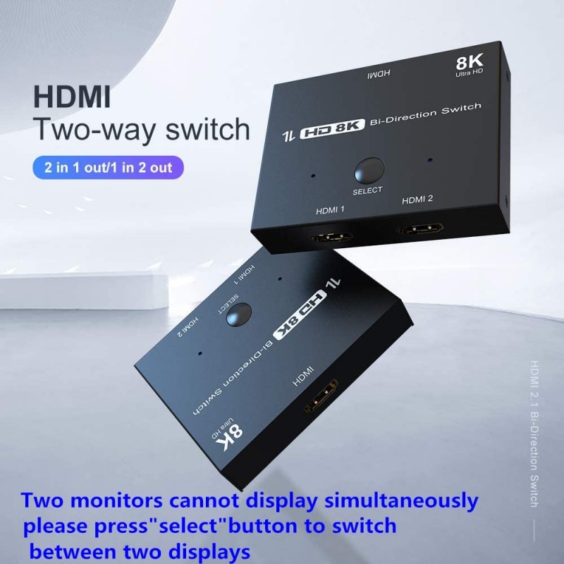 2-in-1 Bi-Directional HDMI Splitter and Switch 