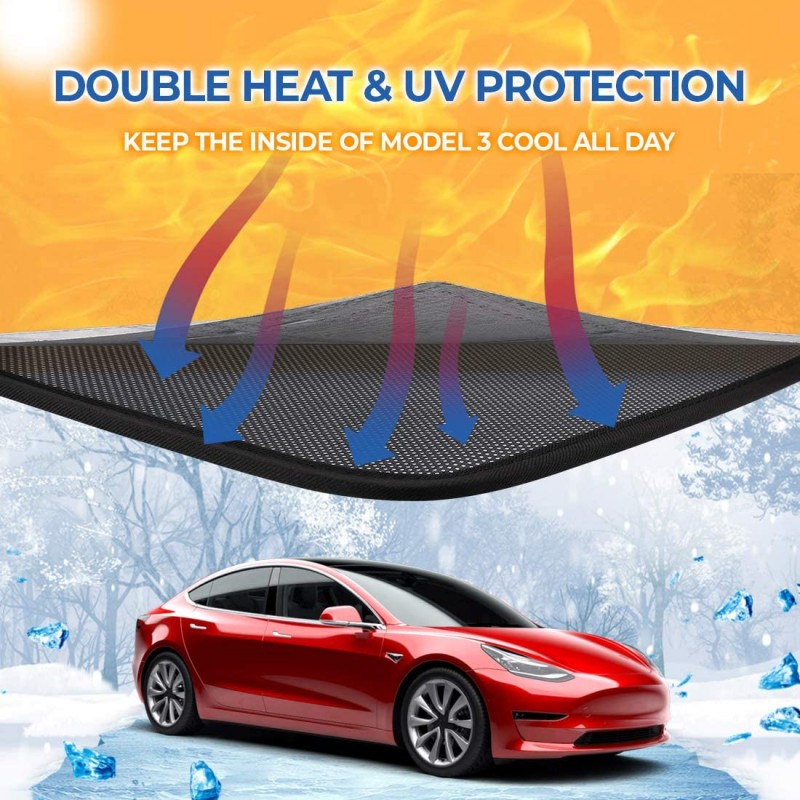 Tesla Model 3 Glass Roof Sunroof Mesh Top Window Sun Blind Shade Sunshade with UV Heat