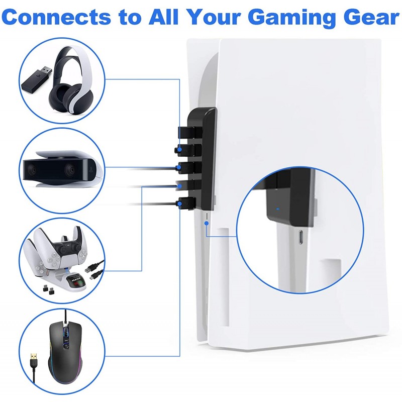 4 Ports Hub USB 2.0 Adapter Connector Splitter Extender High Speed For Sony  PlayStation 5 PS5