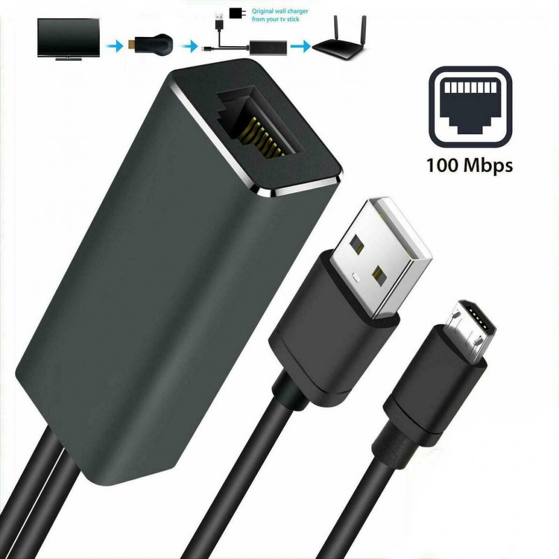 Fire TV Stick Micro USB a Ethernet RJ45 Adaptador LAN con