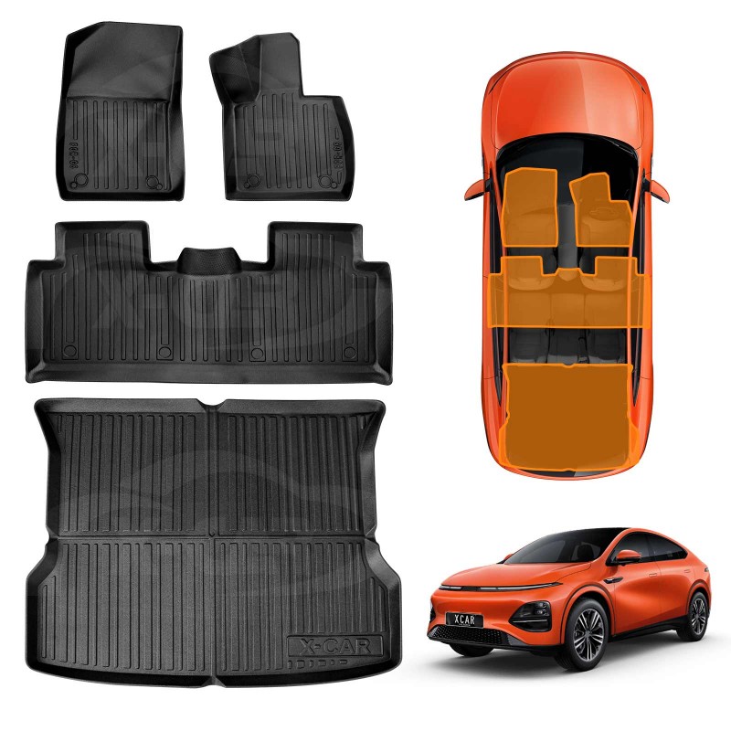 Kofferbakmat Kofferbakbekleding Voor Xpeng G9 Voor XiaoPeng 2022-2023 Volledig Omringd PU Kofferbak 3D Mat TPE Auto Waterdichte Vloermat (Maat : A-PU 6PCS