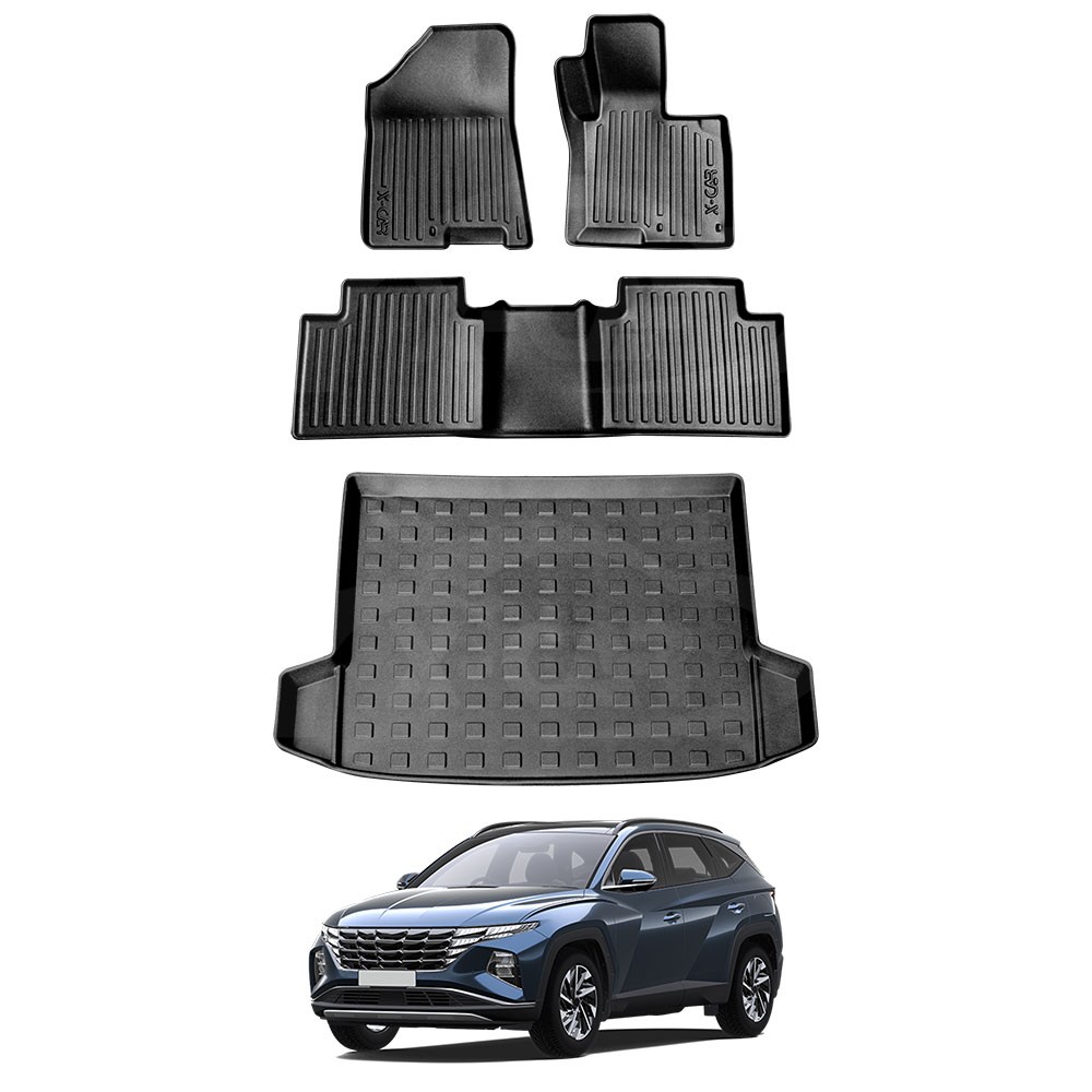 3D All-Weather Car Boot Liner Floor Mats for Hyundai Tucson 2021-2025 ...
