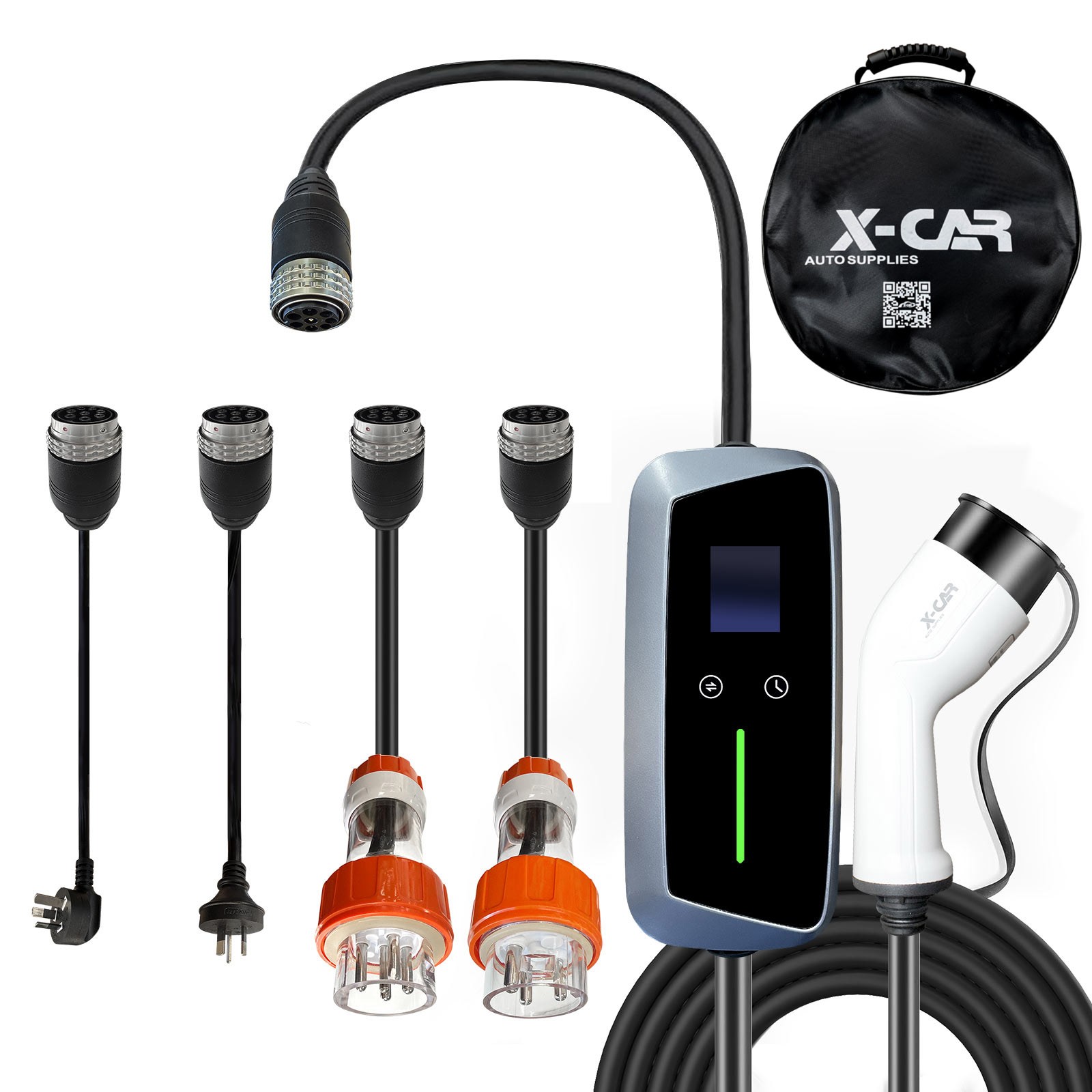 Portable Type 2 EV Charger Swappable Tail With Adapters 10A/15A/20A/32A ...