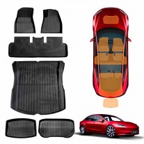 Tesla Model 3 Highland 2023-2025 All-Weather Front Trunk Rear Boot Rear Well Toolbox Floor Mats Interior Boot Liners Set Cover Luggage Tray