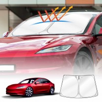 WindScreen Sun Shade for Tesla Model 3 Highland 2023-2025 Blocks UV Rays Foldable Custom Sun Visor Protector