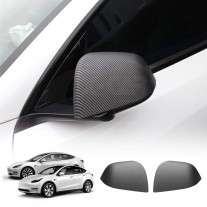 Rear View Mirror Trim Cover for Tesla Model Y 2021-2024 Exterior Accessories Side Mirror Cap Carbon Fiber Style 