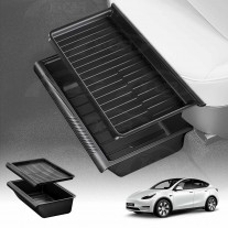 Car Under Seat Storage Box for Tesla Model Y 2022-2025 Front Seats Organizer Tray Flocking