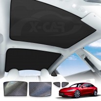 Tesla Model 3 Highland Glass Roof Sunroof Mesh 2023-2025 Sun Blind Shade Sunshade with UV Heat Insulation Film (Black)