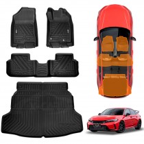 3D Floor Mats Boot Liner for Honda Civic Hatch 11th 2021-2024 All Weather Heavy Duty Cargo Car Trunk Luggage Tray