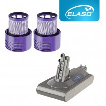 Replacement Battery and 2x Washable Pre Motor Filter for Dyson Cyclone V10/V10l/V10 Absolute/V10 Animal/206340/969352-02/SV12 Handheld Cordless Vacuum