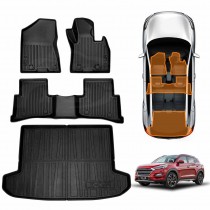 3D Floor Mats Boot Liner Set for Hyundai Tucson TL Series 2015-2021 All Weather Heavy Duty Cargo Car Trunk Luggage Tray
