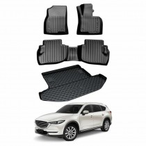 3D All-Weather TPE Floor Mats Boot Liner for Mazda CX-8 CX8 2018-2024 Heavy Duty Customized Cargo Trunk Floor Liners Full Set Carpet