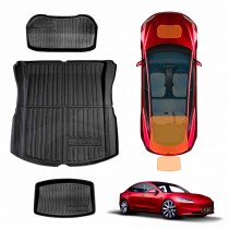 Tesla Model 3 Highland 2023-2025 All-Weather Rear Front Toolbox Well Trunk Cargo Mats Interior Boot Liners Set Cover Luggage Tray