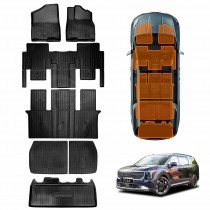 Floor Mats Boot Liner Set for Kia Carnival KA4 2020-Onwards All Weather Heavy Duty Cargo Kick Back Seat Protector Cover