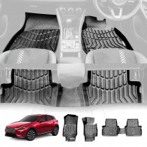 3D All-Weather Floor Mats for Mazda CX-3 CX3 2015-2024 Heavy Duty Customized Car Floor Liners Full Set Carpet
