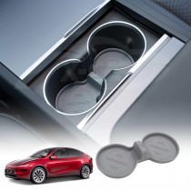 Cup Holder Mat for Tesla Model Y Juniper 2025-Onwards Soft Silicone Oil Resistant Drink Coaster Pad Grey