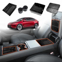 Centre Console Organizer Tray for Tesla Model Y L 6-Seat 2026-Onwards Armrest Storage Box Cup Holder Interior Accessories