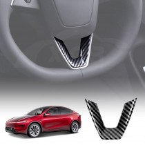 Car Steering Wheel Cover Trim for Tesla Model Y L 6-Seat 2026-Onwards Car Interior Protection Accessories Carbon Fibre Style