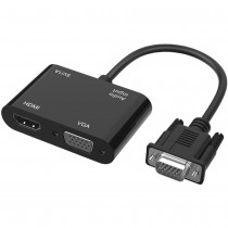 VGA to HDMI VGA Adapter Dual Display 1080P Converter Splitter with Charging Cable and 3.5mm Audio Cable