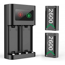 2-Pack 2600mAh Rechargeable Controller Battery with Charger Charging Station Dock for Xbox One/One S/One X/Elite Accessories