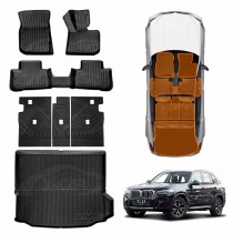 3D Floor Mats Boot Liner Set for BMW X3 M G01 F97 2017-2024 All Weather Heavy Duty Cargo Kick Mats Back Seat Protector Cover