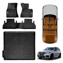 3D Floor Mats Boot Liner Set for BMW X5 F15 X5M F85 2013-2018 All Weather Heavy Duty Cargo Car Trunk Luggage Tray