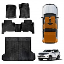 3D Floor Mats Boot Liner Set for TOYOTA PRADO 150 Series 5 Seater 2009-2024 All Weather Heavy Duty Cargo Car Trunk Luggage Tray