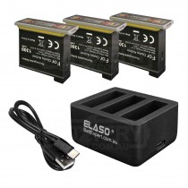 Replacement 3 Battery and External USB Triple Battery Charger for DJI Osmo Action Camera