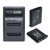 2 Rechargeable Battery and External USB Dual Battery Charger for Olympus mju 790 SW Camera Camcorder
