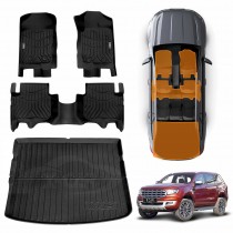 3D All-Weather Floor Mat Boot Liner Carpet for Ford Everest 2015-2022 Heavy Duty Cargo Trunk Mat Luggage Tray