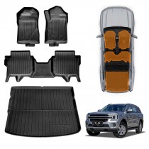 Front Rear Floor Mats Boot Liner for Ford Everest 2022-Onwards All Weather Heavy Duty Cargo Car Trunk Luggage Tray