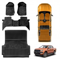 3D Floor Mats Tub Liner for Ford Ranger PX PX2 PX3 2011-2022 Dual Cab All Weather Heavy Duty Cargo Car Trunk Luggage Tray