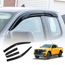 Weathershields for Ford Next-Gen Ranger Extra Super Cab 2022-2025 Car Weather Shields Wind Deflectors Window Sun Visor 4-Piece Set