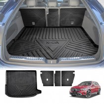 Boot Liner Kick Mats Set for Mercedes-Benz GLC Coupe 2016-2023 All Weather Heavy Duty Cargo Car Trunk Back Seat Protector