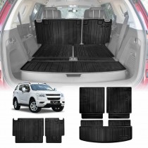 Boot Liners Kick Mats Set for Holden Colorado 7 2012-2016 All Weather Heavy Duty Cargo Car Trunk Back Seat Protector