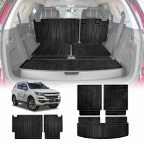 Boot Liners Kick Mats Set for Holden Trailblazer 2016-2022 All Weather Heavy Duty Cargo Car Trunk Back Seat Protector