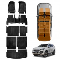 3D Floor Mats Boot Liners Set for Holden Trailblazer 2016-2022 All Weather Heavy Duty Cargo Kick Mats Back Seat Protector Cover