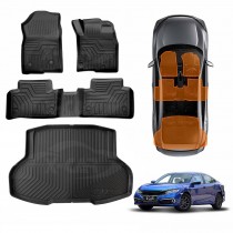 3D Floor Mats Boot Liner for Honda Civic Sedan 10th 2016-2021 All Weather Heavy Duty Cargo Car Trunk Luggage Tray