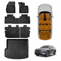 Floor Mats Boot Liner Set for Omoda Omoda 9 2025-Onwards All Weather Heavy Duty Car Trunk Cargo Kick Back Seat Protector Cover