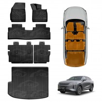 Floor Mats Boot Liner Set for Omoda Omoda 9 2025-Onwards All Weather Heavy Duty Car Trunk Cargo Kick Back Seat Protector Cover