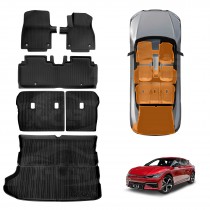 3D Floor Mats Boot Liner Set for Kia EV6 EV 6 2021-2025 All Weather Heavy Duty Cargo Kick Mats Back Seat Protector Cover