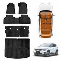Boot Liner Back Seat Protector Floor Mat Combo for Kia Seltos 2022-Onwards Heavy Duty Car Trunk Seats Kick Mats Cover