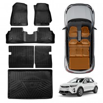 Floor Mats Boot Liner Set for Kia Stonic 2020-2025 Upper Boot Floor All Weather Heavy Duty Cargo Kick Mats Back Seat Protector Cover