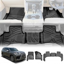 Floor Liner Complete Set Front Rear 2 Row Seat for Lexus LX Series LX500d LX600 2021-2025 3D Heavy Duty All Weather Car Mats 