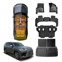 3-Pcs Boot Liner & Floor Mats for Lexus LX Series LX500d LX600 2021-2025 Heavy Duty Cargo Trunk Mat Luggage Tray