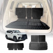 Boot Liners Kick Mats Set for Lexus LX Series LX500d LX600 2021-Onwards 7 Seater Heavy Duty Car Trunk Cargo Back Seat Protector