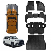 3D Floor Mats Boot Liner for Lexus LX Series LX500d LX600 2021-Onwards 7 Seater All Weather Heavy Duty Cargo Car Trunk Luggage Tray
