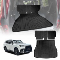 Boot Liner Set for Lexus LX Series LX500d LX600 2021-Onwards 7 Seater Heavy Duty Car Trunk Cargo Kick Mats Back Seat Protector