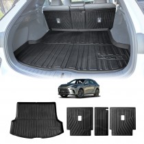 Boot Liner Kick Mats Set for Lexus RX350 RX350h RX500h 2022-Onwards All Weather Heavy Duty Cargo Car Trunk Back Seat Protector