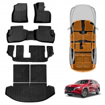 3D Floor Mats Boot Liners Set for Mazda CX-8 CX8 2018-2024 All Weather Heavy Duty Cargo Car Trunk Luggage Tray